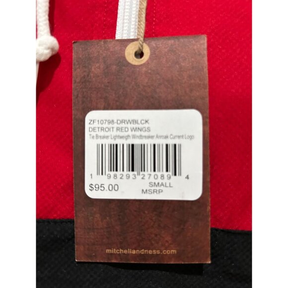 NWT Mitchell & Ness NHL Detroit Red Wings Red Tie Breaker Windbreaker Anorak, Si - Picture 2 of 4